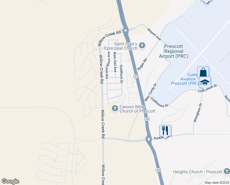 map of restaurants, bars, coffee shops, grocery stores, and more near 6144 Harvest Moon Avenue in Prescott