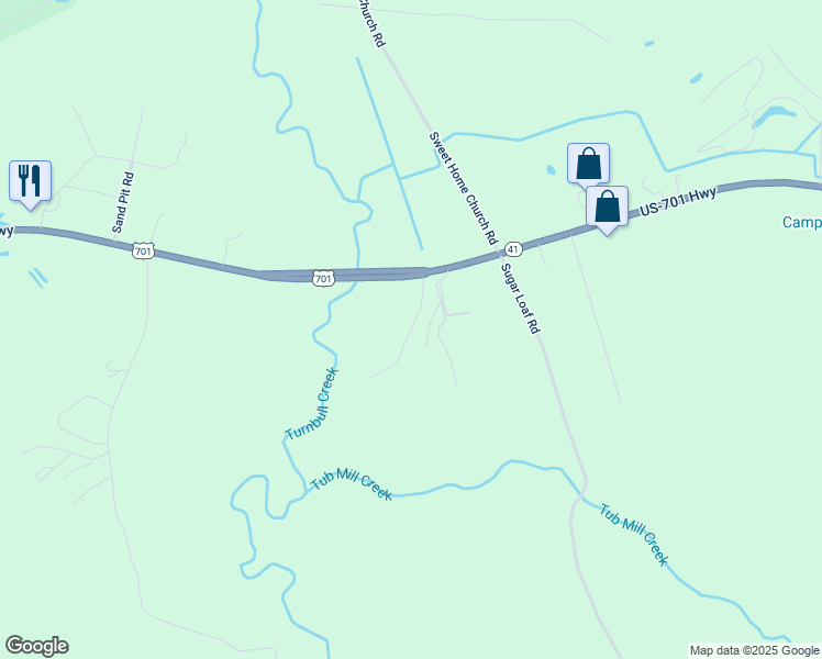 map of restaurants, bars, coffee shops, grocery stores, and more near Merritt Drive in Bladen County