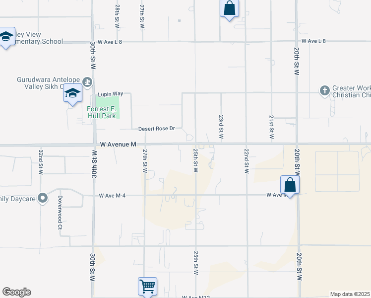 map of restaurants, bars, coffee shops, grocery stores, and more near 2524 Columbia Way in Palmdale