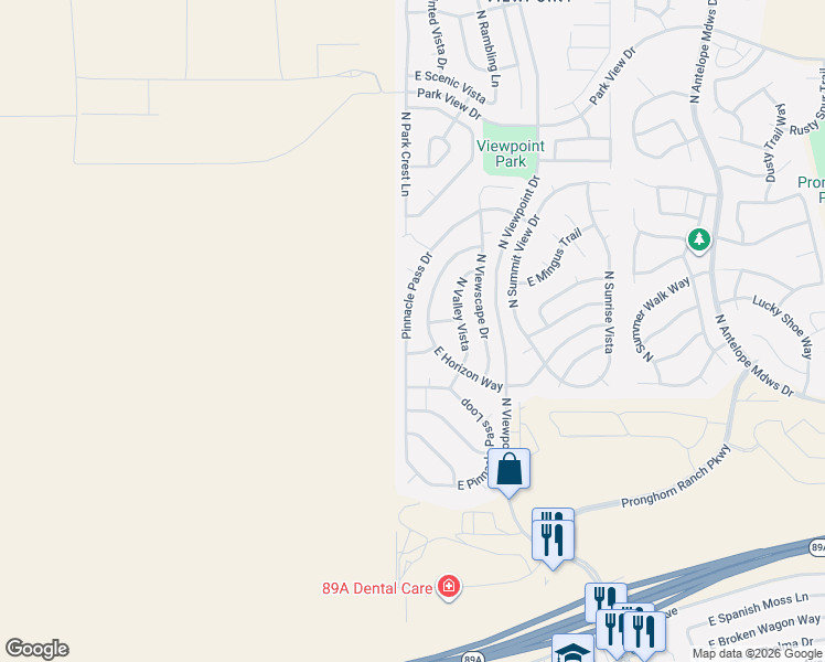 map of restaurants, bars, coffee shops, grocery stores, and more near 7093 East Horizon Way in Prescott Valley