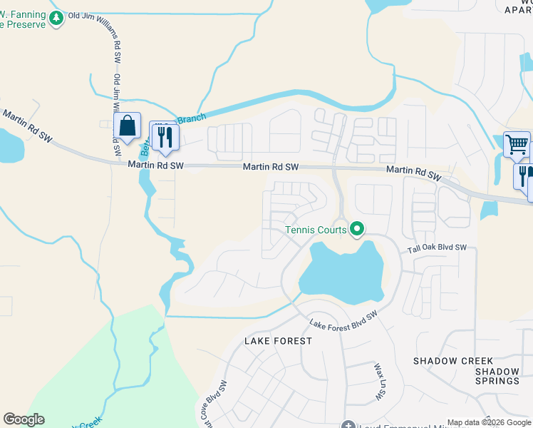 map of restaurants, bars, coffee shops, grocery stores, and more near 10 Sudworth Drive Southwest in Huntsville
