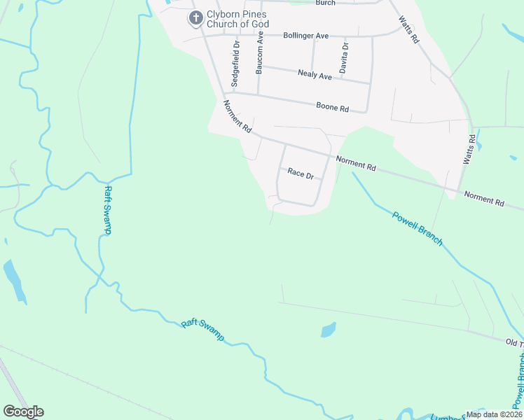 map of restaurants, bars, coffee shops, grocery stores, and more near 1103 Gough Street in Lumberton