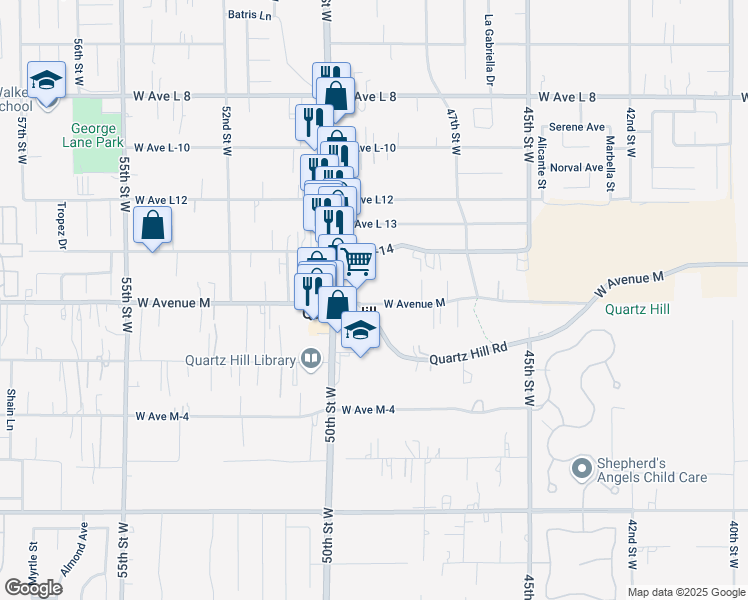 map of restaurants, bars, coffee shops, grocery stores, and more near 2 Columbia Way in Lancaster
