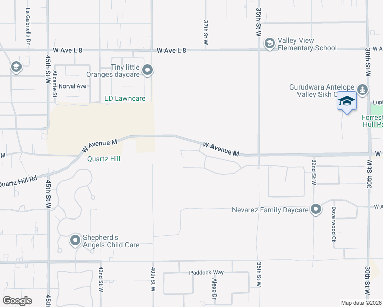 map of restaurants, bars, coffee shops, grocery stores, and more near Camino Vista in Lancaster