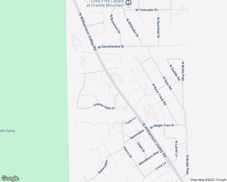 map of restaurants, bars, coffee shops, grocery stores, and more near 2605 Granite Park Drive in Prescott