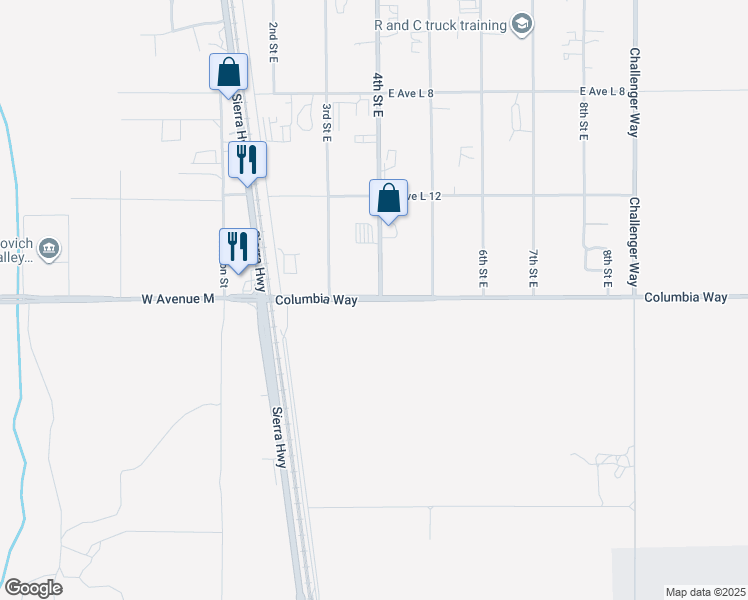map of restaurants, bars, coffee shops, grocery stores, and more near 440 East Avenue M in Palmdale