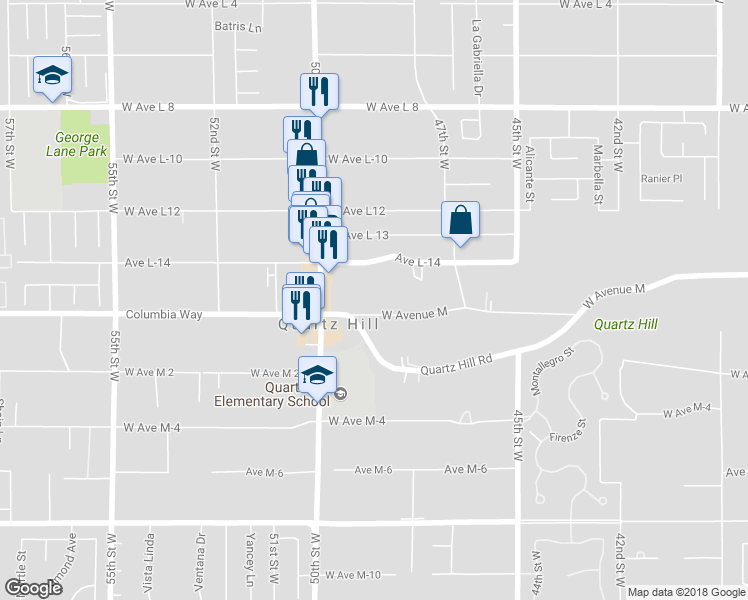 map of restaurants, bars, coffee shops, grocery stores, and more near 4819 Columbia Way in Lancaster