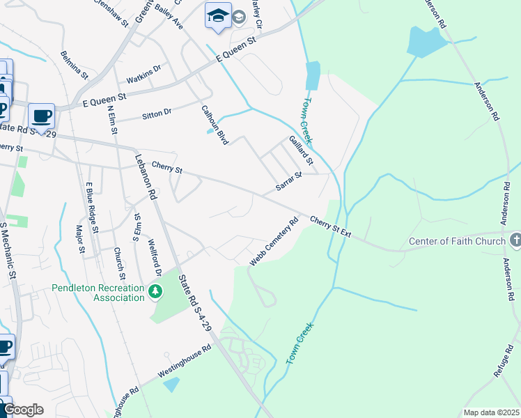 map of restaurants, bars, coffee shops, grocery stores, and more near 1000 Cherry Street in Pendleton