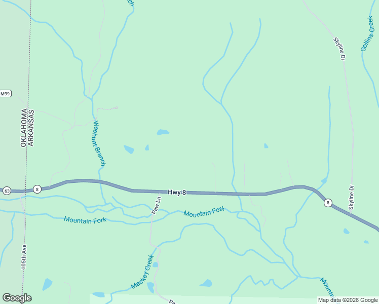 map of restaurants, bars, coffee shops, grocery stores, and more near 5988 Arkansas 8 in Mena