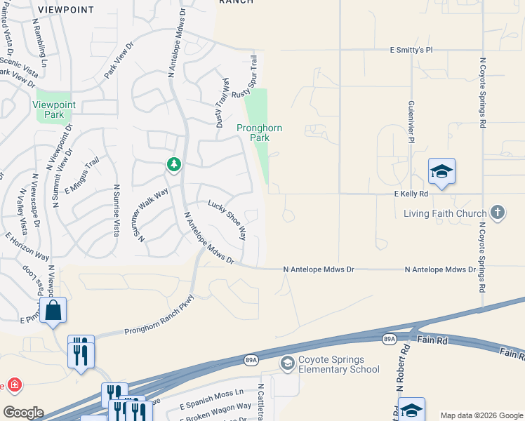 map of restaurants, bars, coffee shops, grocery stores, and more near 7141 Lucky Shoe Way in Prescott Valley