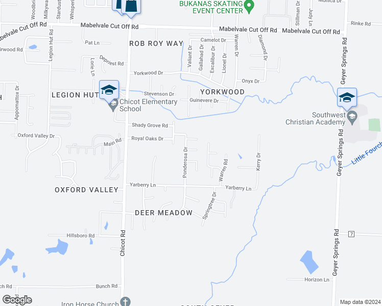 map of restaurants, bars, coffee shops, grocery stores, and more near 3 Palamino Court in Little Rock