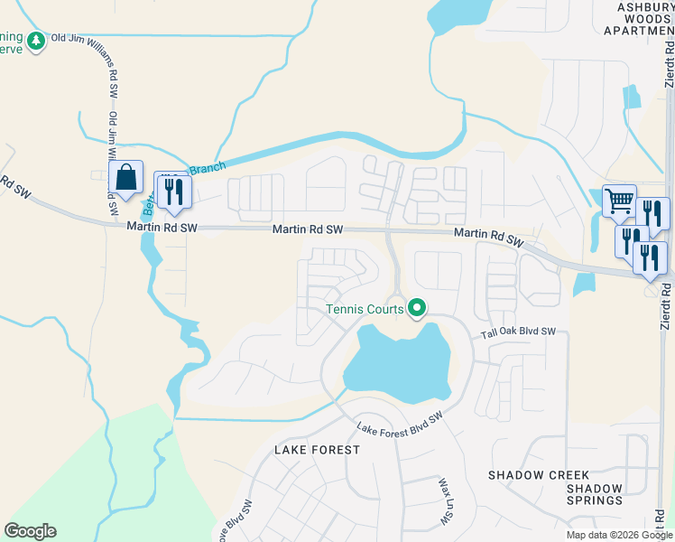 map of restaurants, bars, coffee shops, grocery stores, and more near 4 Knobcone Lane in Huntsville