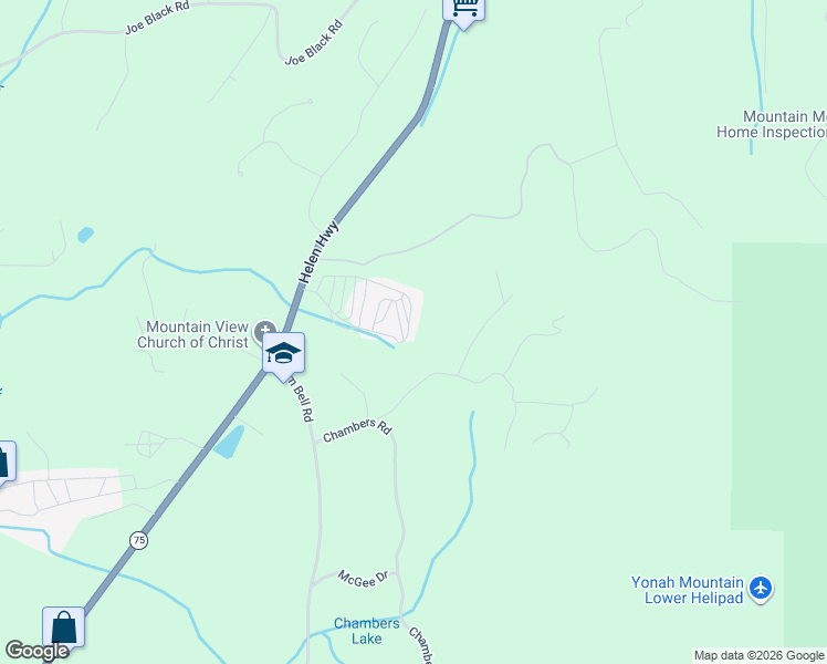 map of restaurants, bars, coffee shops, grocery stores, and more near 328 Yonah Mountain Road in Cleveland