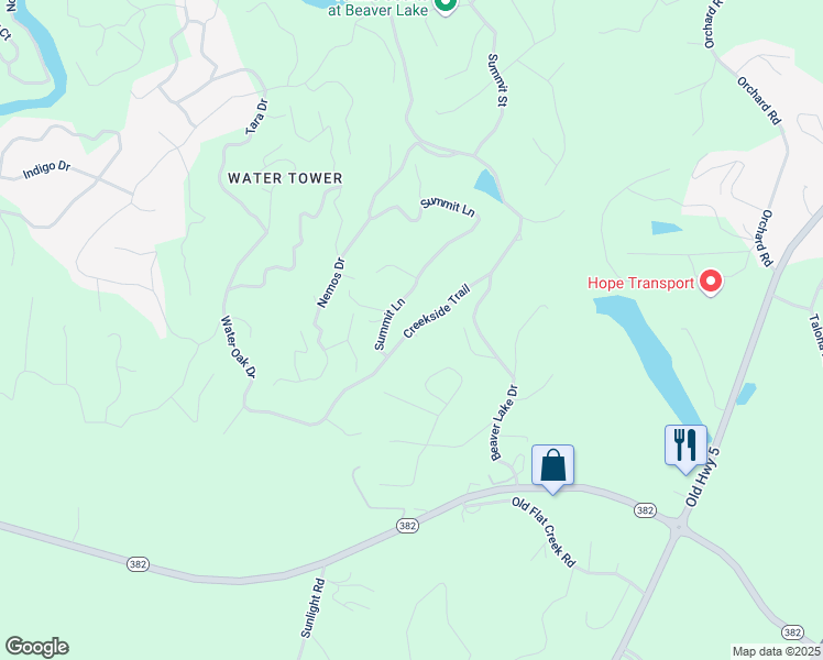 map of restaurants, bars, coffee shops, grocery stores, and more near 308 Creekside Trail in Ellijay