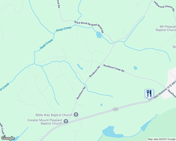 map of restaurants, bars, coffee shops, grocery stores, and more near 525 Mountain Vista in Clarkesville