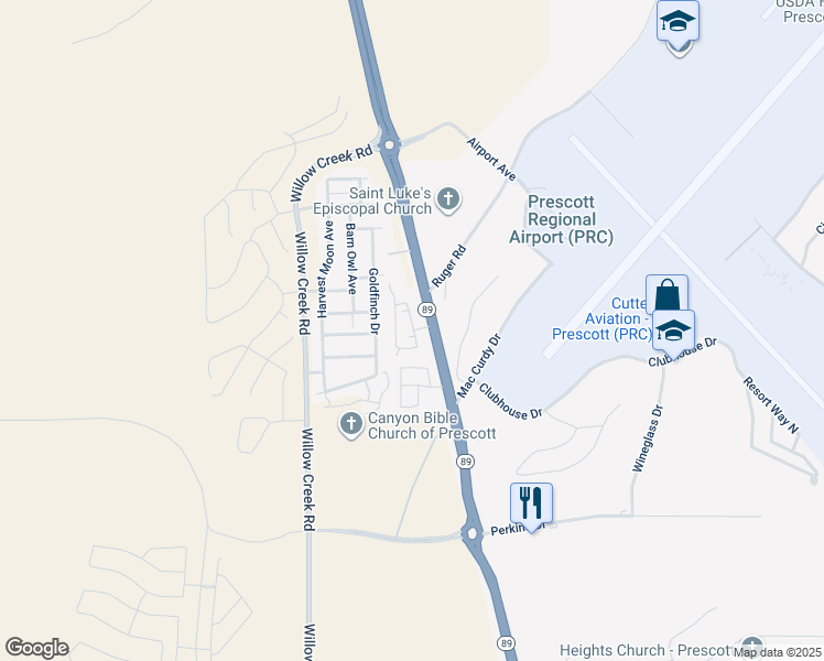map of restaurants, bars, coffee shops, grocery stores, and more near 6180 States Street in Prescott