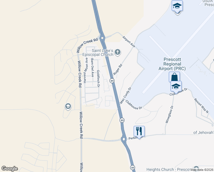 map of restaurants, bars, coffee shops, grocery stores, and more near 6180 States Street in Prescott