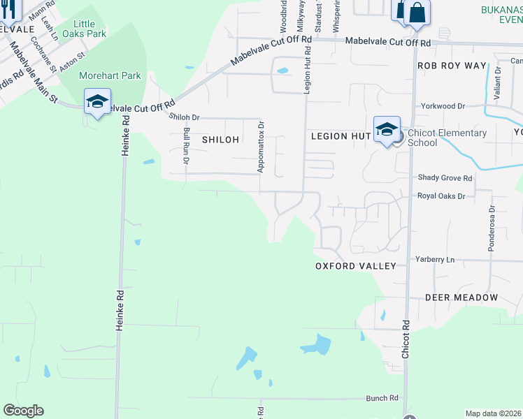 map of restaurants, bars, coffee shops, grocery stores, and more near 8401 Oxford Valley Drive in Little Rock