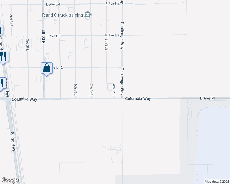 map of restaurants, bars, coffee shops, grocery stores, and more near 42055 Challenger Way in Lancaster