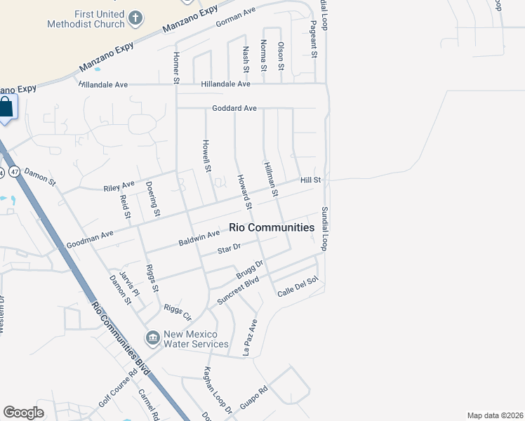 map of restaurants, bars, coffee shops, grocery stores, and more near 413 Godfrey Avenue in Belen