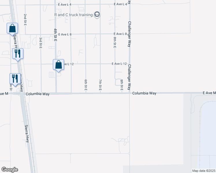 map of restaurants, bars, coffee shops, grocery stores, and more near 42056 7th Street East in Lancaster
