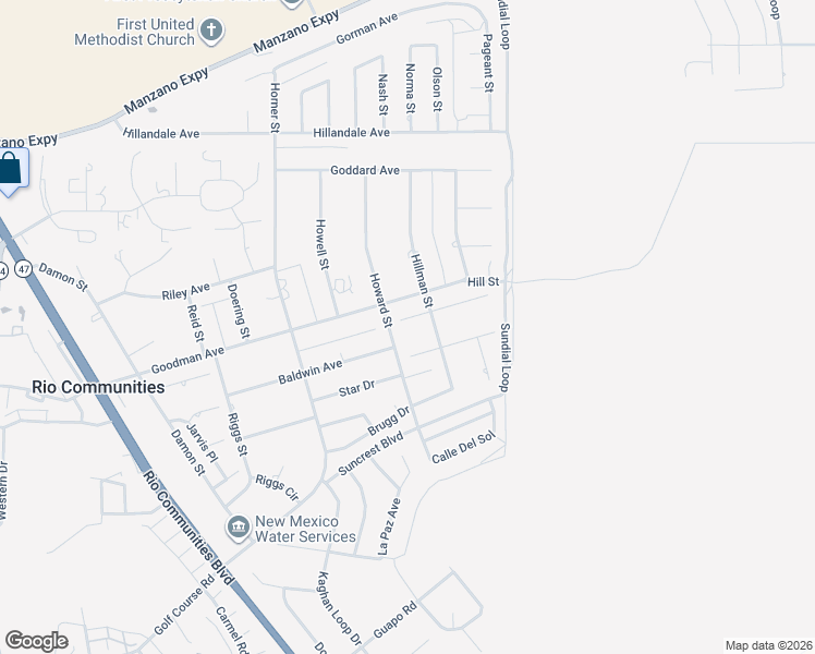 map of restaurants, bars, coffee shops, grocery stores, and more near 413 Godfrey Avenue in Belen