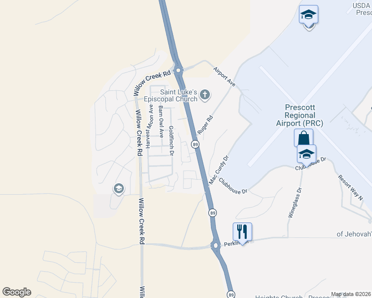 map of restaurants, bars, coffee shops, grocery stores, and more near 6180 States Street in Prescott