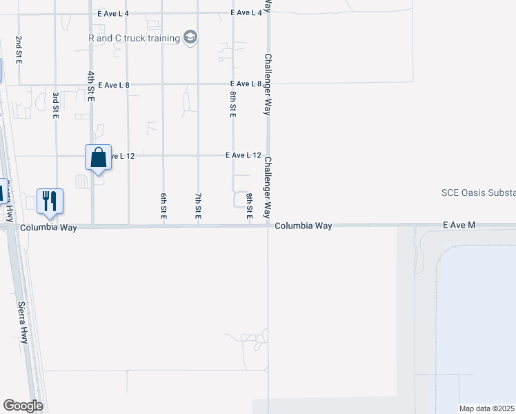 map of restaurants, bars, coffee shops, grocery stores, and more near 42055 Challenger Way in Lancaster