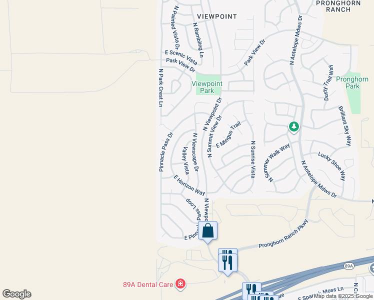 map of restaurants, bars, coffee shops, grocery stores, and more near 7235 North Valley Vista in Prescott Valley