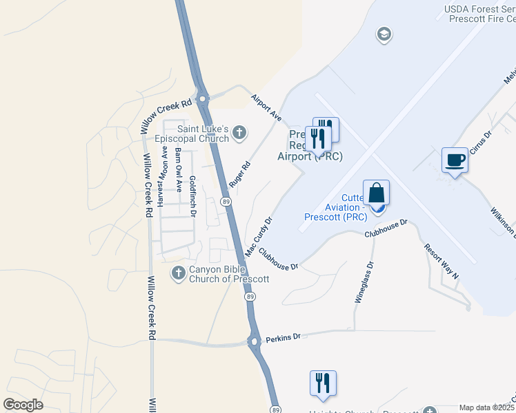 map of restaurants, bars, coffee shops, grocery stores, and more near 1966 Clubhouse Drive in Prescott