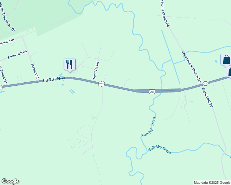 map of restaurants, bars, coffee shops, grocery stores, and more near 3038 U.S. 701 Highway in Elizabethtown