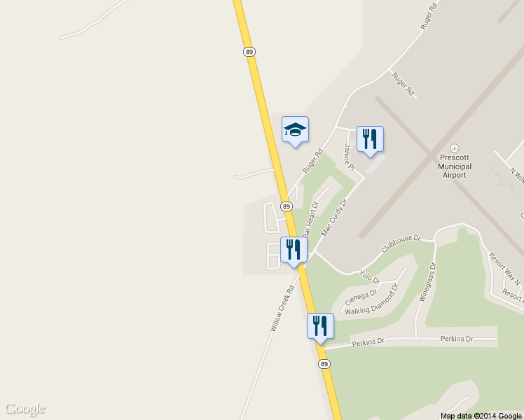 map of restaurants, bars, coffee shops, grocery stores, and more near 6140 Antelope Villas Circle in Prescott
