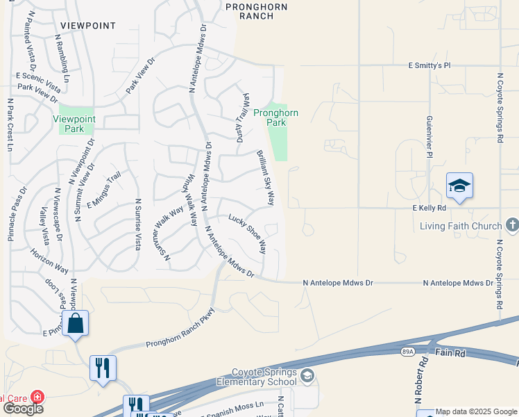 map of restaurants, bars, coffee shops, grocery stores, and more near 7905 Sleepy Owl Way in Prescott Valley