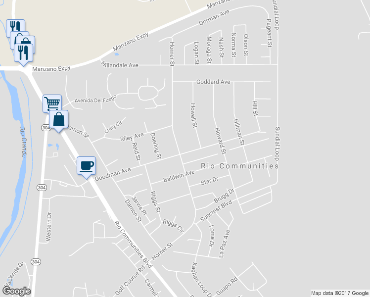 map of restaurants, bars, coffee shops, grocery stores, and more near 214 Horner Street in Belen