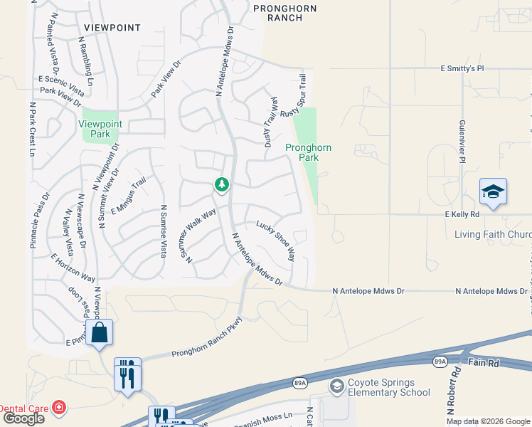 map of restaurants, bars, coffee shops, grocery stores, and more near 7857 Big Star Trail in Prescott Valley