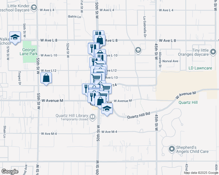 map of restaurants, bars, coffee shops, grocery stores, and more near 4826 Avenue L-14 in Quartz Hill