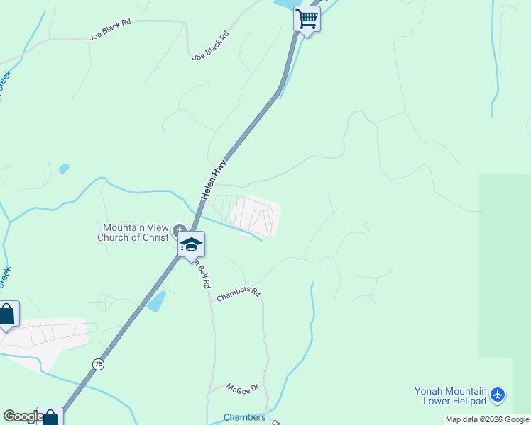 map of restaurants, bars, coffee shops, grocery stores, and more near 328 Yonah Mountain Road in Cleveland