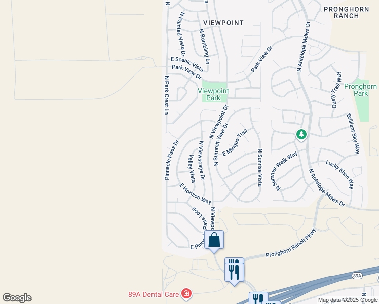 map of restaurants, bars, coffee shops, grocery stores, and more near 7235 North Valley Vista in Prescott Valley