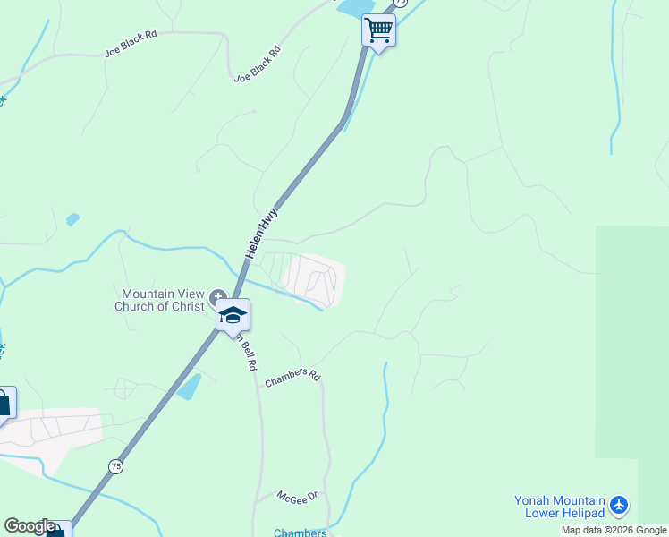 map of restaurants, bars, coffee shops, grocery stores, and more near 328 Yonah Mountain Road in Cleveland