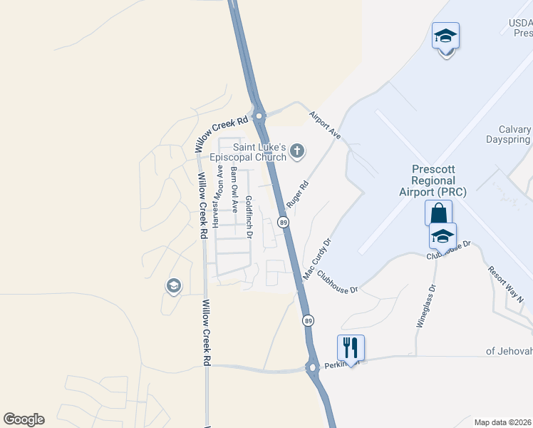 map of restaurants, bars, coffee shops, grocery stores, and more near 6180 States Street in Prescott