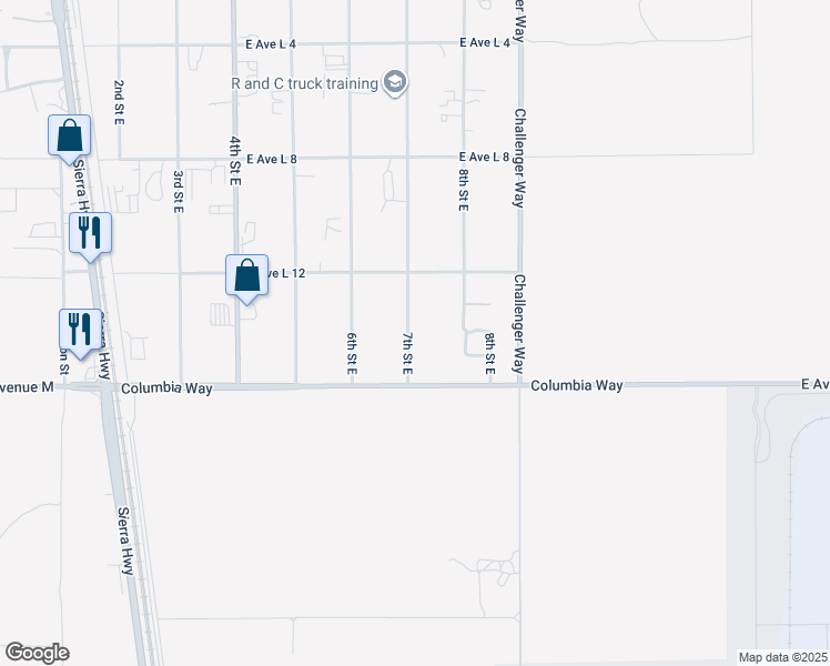 map of restaurants, bars, coffee shops, grocery stores, and more near 42056 7th Street East in Lancaster
