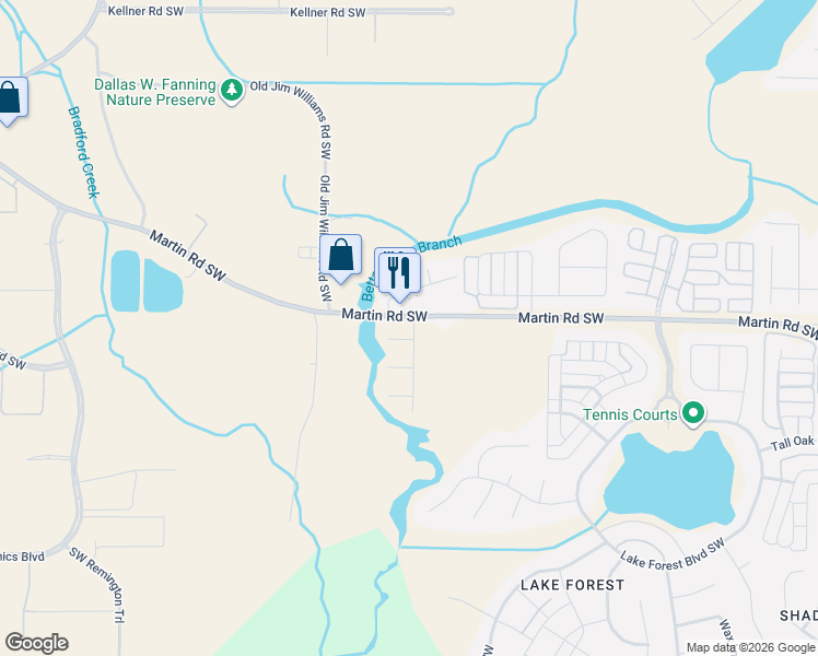 map of restaurants, bars, coffee shops, grocery stores, and more near 2213 Estuary Drive Southwest in Huntsville