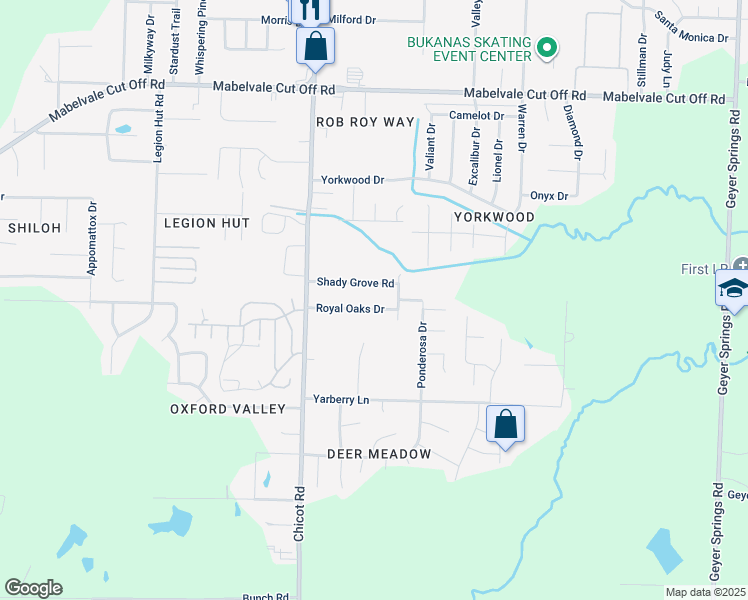map of restaurants, bars, coffee shops, grocery stores, and more near 7401 Royal Oaks Drive in Little Rock