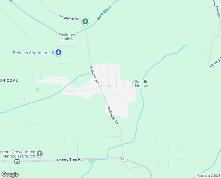 map of restaurants, bars, coffee shops, grocery stores, and more near 2086 McMullen Road in Gurley