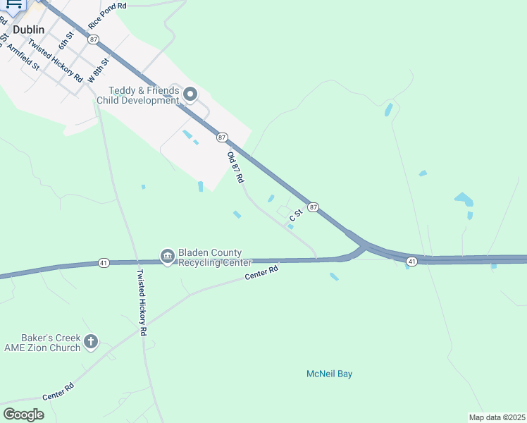 map of restaurants, bars, coffee shops, grocery stores, and more near Old State Highway 87 in Bladen County