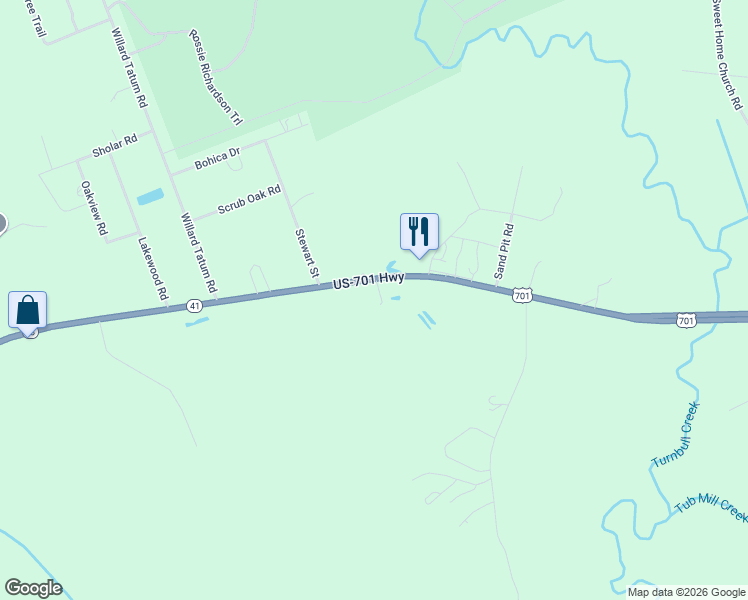 map of restaurants, bars, coffee shops, grocery stores, and more near 64 U.S. 701 Highway in Elizabethtown