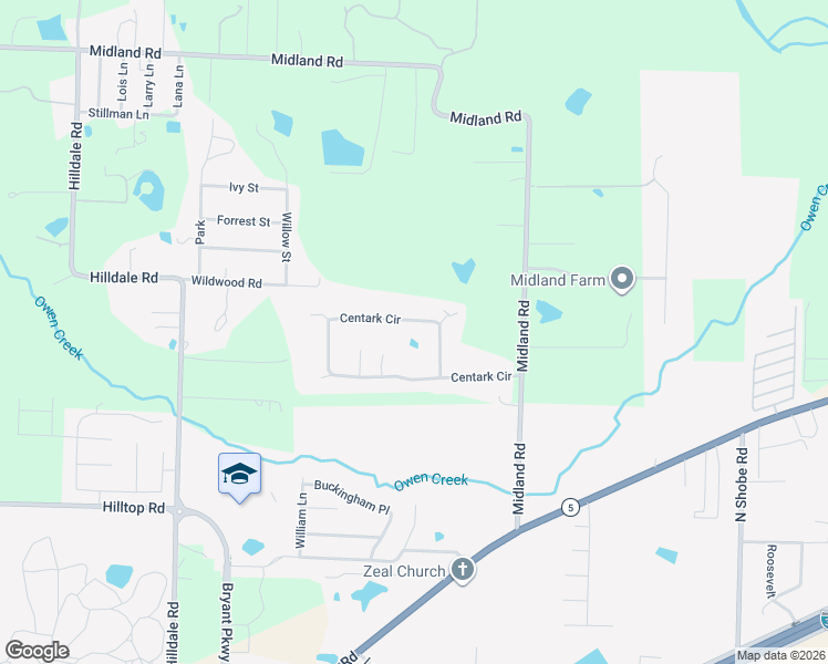 map of restaurants, bars, coffee shops, grocery stores, and more near 3425 Centark Circle in Alexander