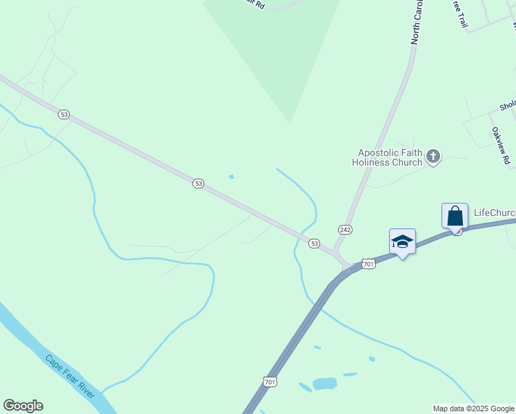 map of restaurants, bars, coffee shops, grocery stores, and more near North Carolina 53 in Kelly