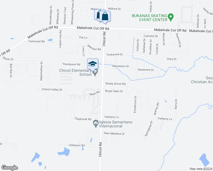 map of restaurants, bars, coffee shops, grocery stores, and more near 7513 Shady Grove Road in Little Rock