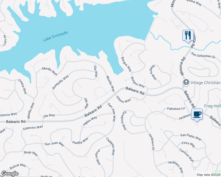map of restaurants, bars, coffee shops, grocery stores, and more near 130 Murillo Way in Hot Springs Village